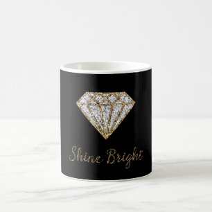 Black Gold White Sparkle Diamond Coffee Mug