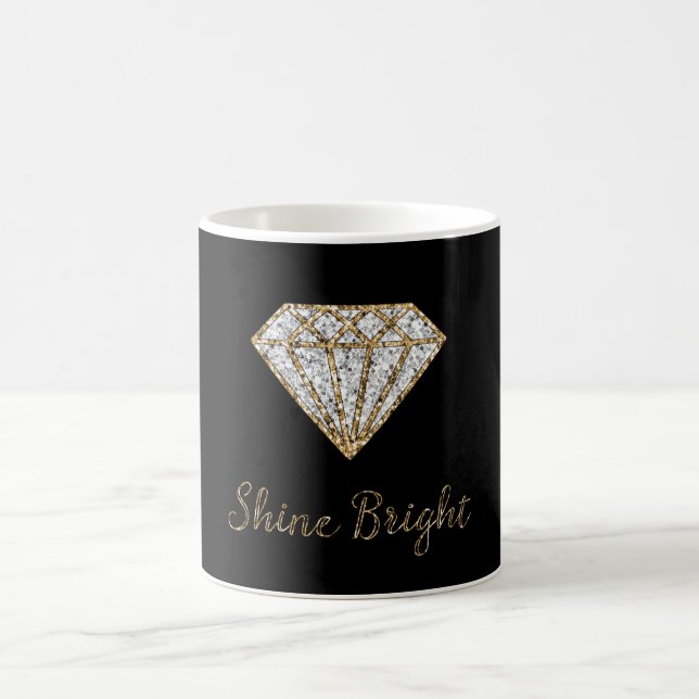 Black Gold White Sparkle Diamond Coffee Mug (Center)