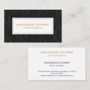Black Gold White Vintage Botanical Professional Business Card