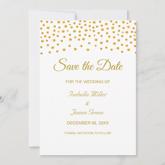 Black Gold White Wedding Save the Date Invitation (Front)