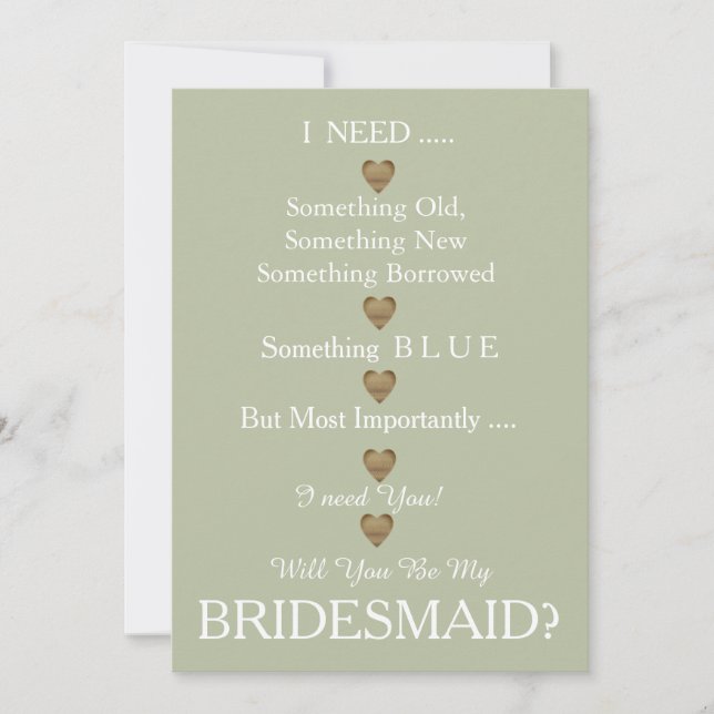 Black & Gold with Heart Will You Be my Bridesmaid Invitation (Front)