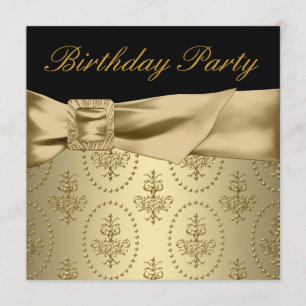 Black Gold Womans Birthday Party Invitation