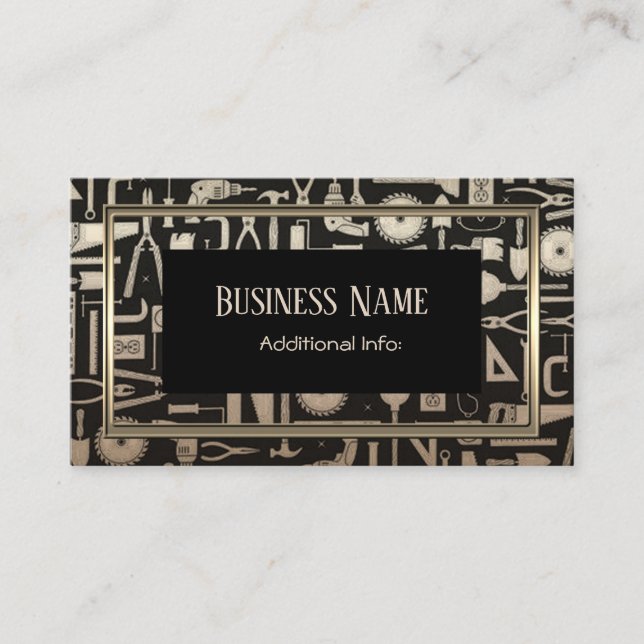 Black & Gold Workshop Tools Business Card 3 (Front)