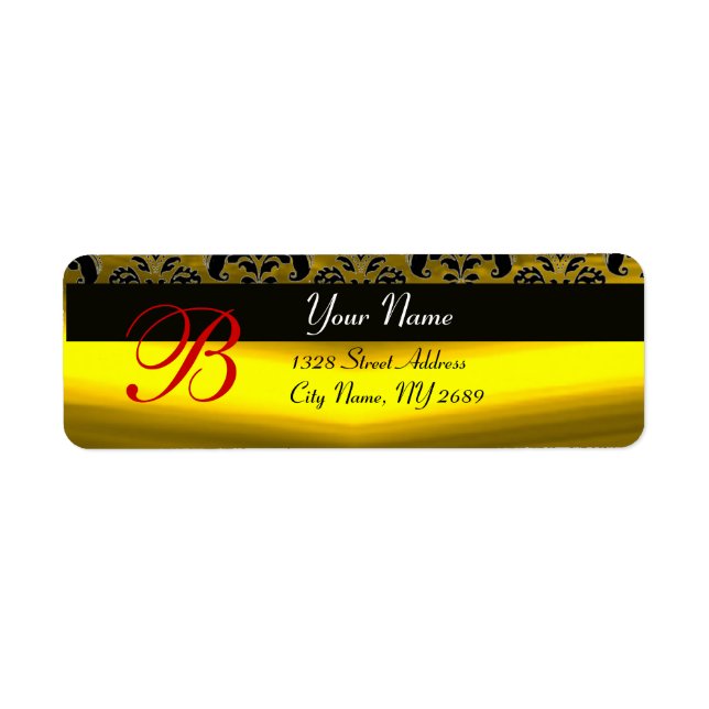 BLACK GOLD YELLOW DAMASK MONOGRAM (Front)