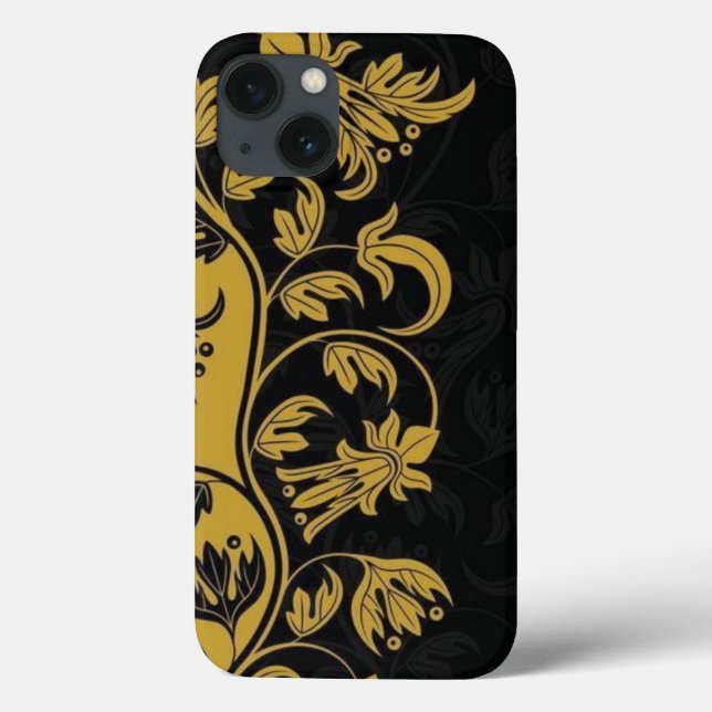 black gold yellow flowers leaves  Case-Mate iPhone case (Back)