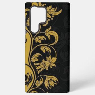 black gold yellow flowers leaves  samsung galaxy case