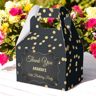 Black Gold Yellow Glitter Confetti Chic Favour Box