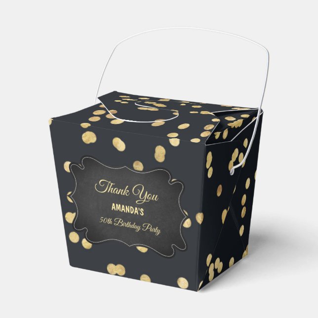 Black Gold Yellow Glitter Party  Favour Box (Front Side)