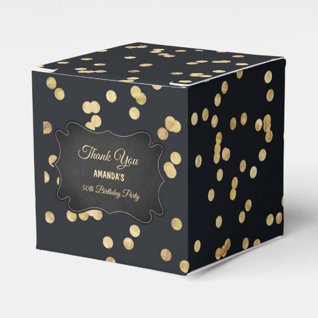 Black Gold Yellow Glitter Party  Favour Box (Front Side)