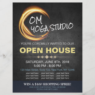 Black Gold YOGA Massage Therapy Studio Open House Flyer