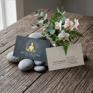 Black & Gold Yoga Meditation Instructor ZEN Symbol Business Card