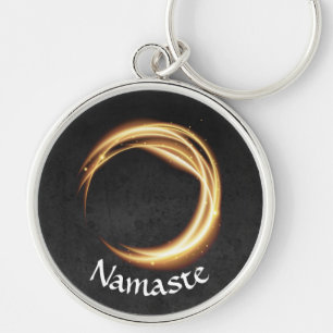 Black & Gold YOGA Studio Massage Therapy ZEN Sign Key Ring