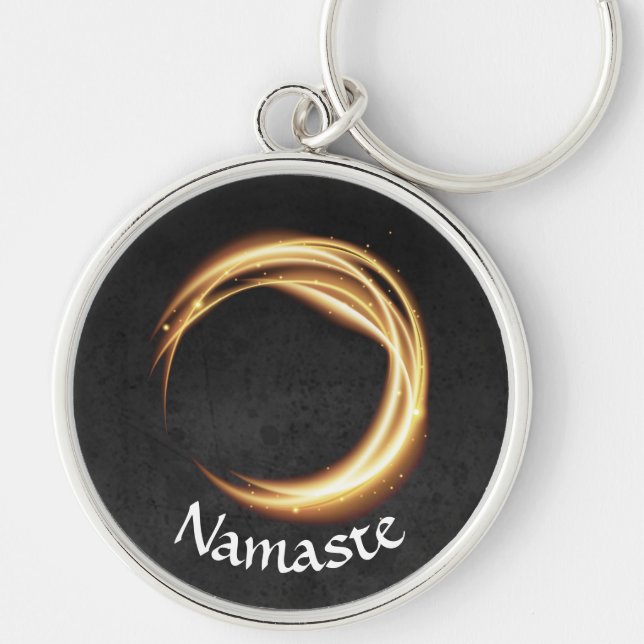 Black & Gold YOGA Studio Massage Therapy ZEN Sign Key Ring (Front)