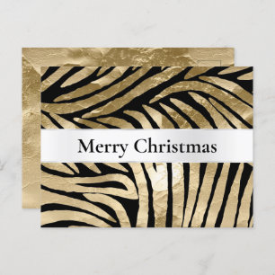 Black Gold Zebra Christmas Postcard
