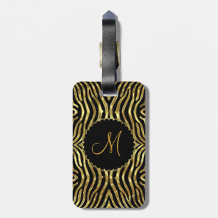 Black & Gold Zebra Pattern Customised Luggage Tag