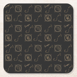 Black & Gold Zodiac Scorpio Astrology Star Sign Square Paper Coaster