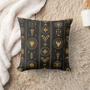Black Gold Zodiac Sign (1) Cushion