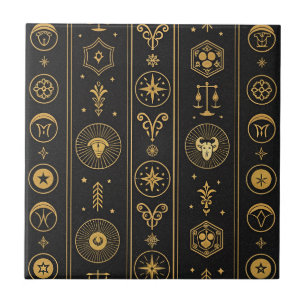 Black Gold Zodiac Sign (1) Tile