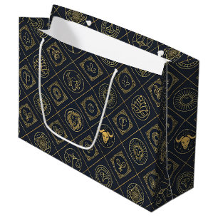 Black Gold Zodiac Sign (2) Large Gift Bag