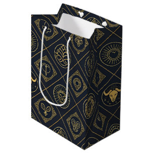 Black Gold Zodiac Sign (2) Medium Gift Bag