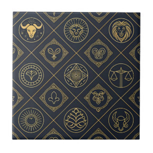 Black Gold Zodiac Sign (2) Tile