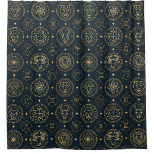 Black Gold Zodiac Sign (3) Shower Curtain