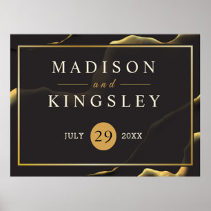 Black Golden Abstract Amazing Wedding Sign