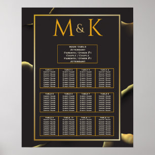Black Golden Abstract Lovely Fab Wedding Poster