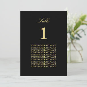 Black Golden Beige Guest Names Table Card