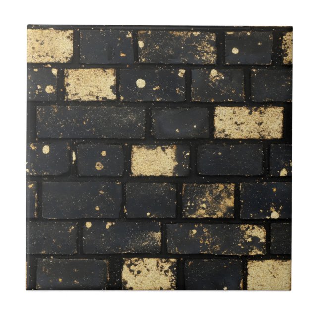 Black Golden Brock Pattern Tile (Front)