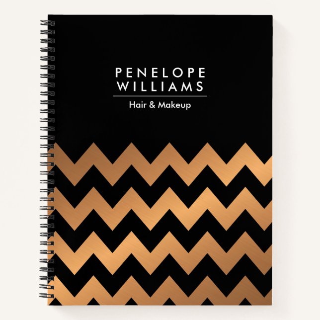 Black Golden Chevrons Notebook (Front)
