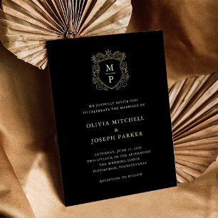 Black Golden Crest Elegant Wedding