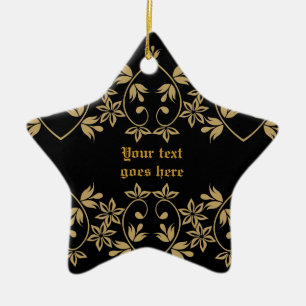 Black golden damask border custom ornament