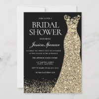 Black Golden Dress Gown Bridal Shower