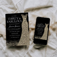 Black Golden Dress Womans 30th Birthday Party