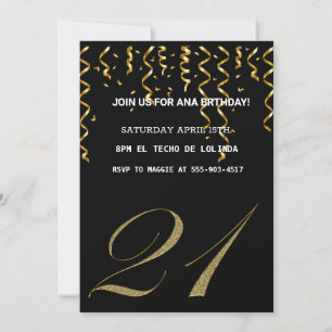 BLACK GOLDEN ELEGANT INVITATION FOR YOUR BIRTHDAY