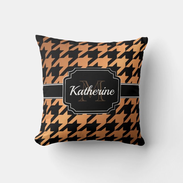 Black & Golden Houndstooth Cushion (Front)