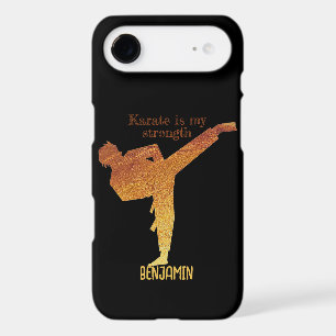 Black Golden Karate Silhouette Modern Typography