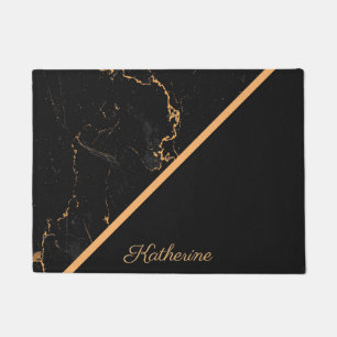 Black & Golden Marble Doormat