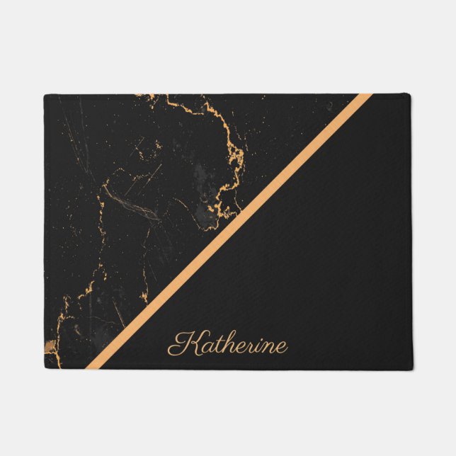Black & Golden Marble Doormat (Front)