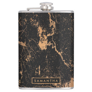 Black & Golden Marble Hip Flask