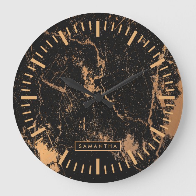 Black & Golden Marble Large Clock (Front)