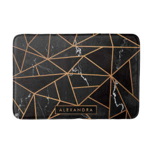 Black & Golden Marble Mosaic Bath Mat