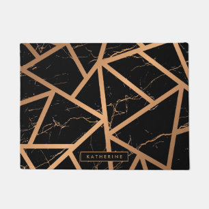 Black & Golden Marble Mosaic Doormat