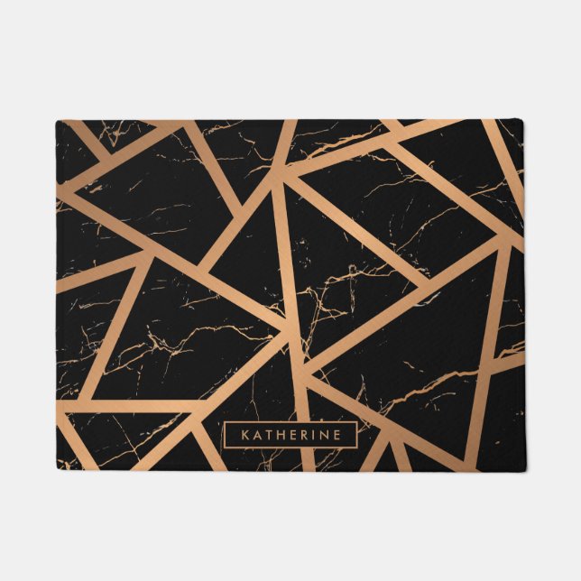 Black & Golden Marble Mosaic Doormat (Front)