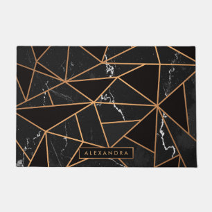 Black & Golden Marble Mosaic Doormat