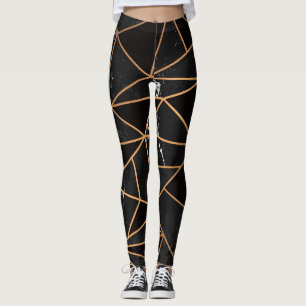 Black & Golden Marble Mosaic Leggings