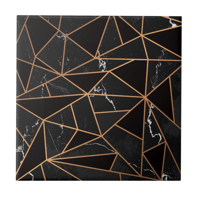 Black & Golden Marble Mosaic Tile (Front)