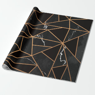 Black & Golden Marble Mosaic Wrapping Paper