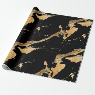 Black Golden Marble Patterned Wrapping Paper